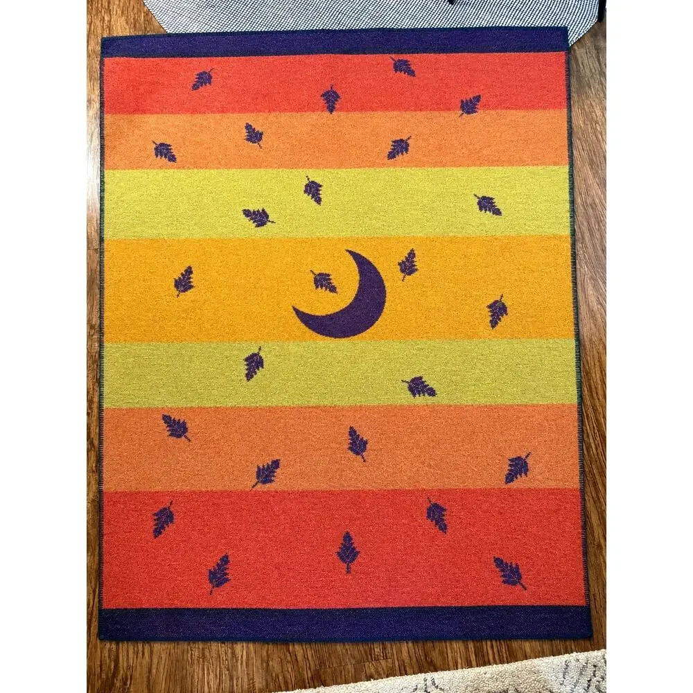Vntg Wellspring Legend Robes Falling Leaf Moon Wool Blanket USA 48x70 Throw MINT